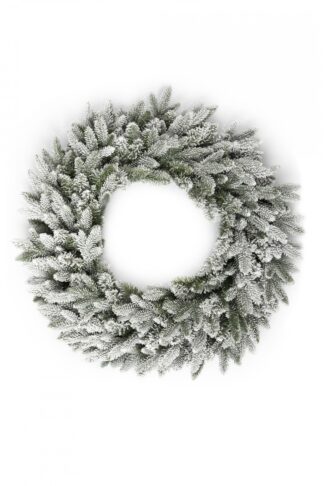 Vianočný veniec na dvere či stôl 3D Smrek Kráľovský. Biely zasnežený vianočný veniec.