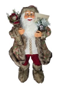 Dekorácia Santa Claus Bordový s hustou kožušinou 80cm