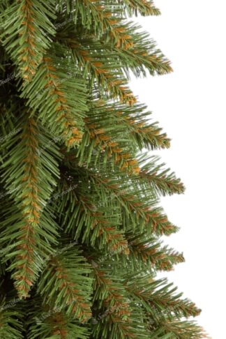 Detail stromčeka Umelý vianočný stromček Smrek Štíhly v kvetináči s bledozeleným ihličím