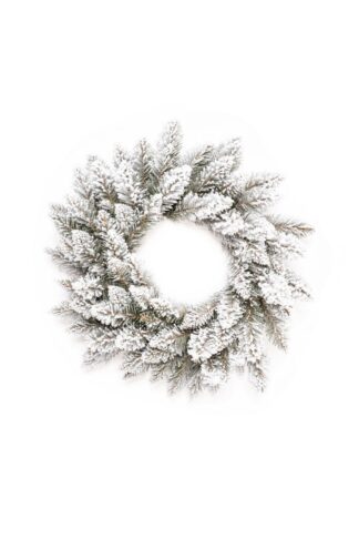 Vianočný veniec Smrek Biely 50cm s bielym, zasneženým ihličím