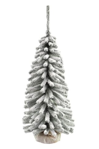 Malý, zasnežený vianočný stromček Mini Smrek Tatranský zasnežený vo vrecovine.