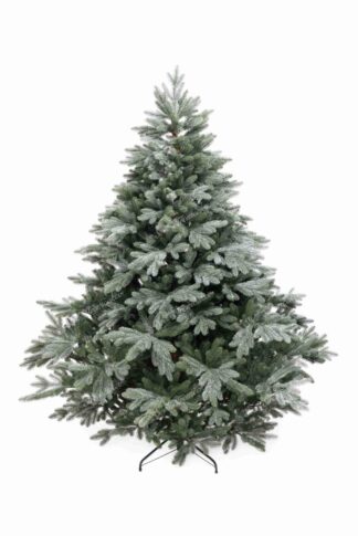 Umelý vianočný stromček FULL 3D Smrek Vznešený má mohutný tvar a dvojfarebné ihličie so striebornými koncami vetvičiek.